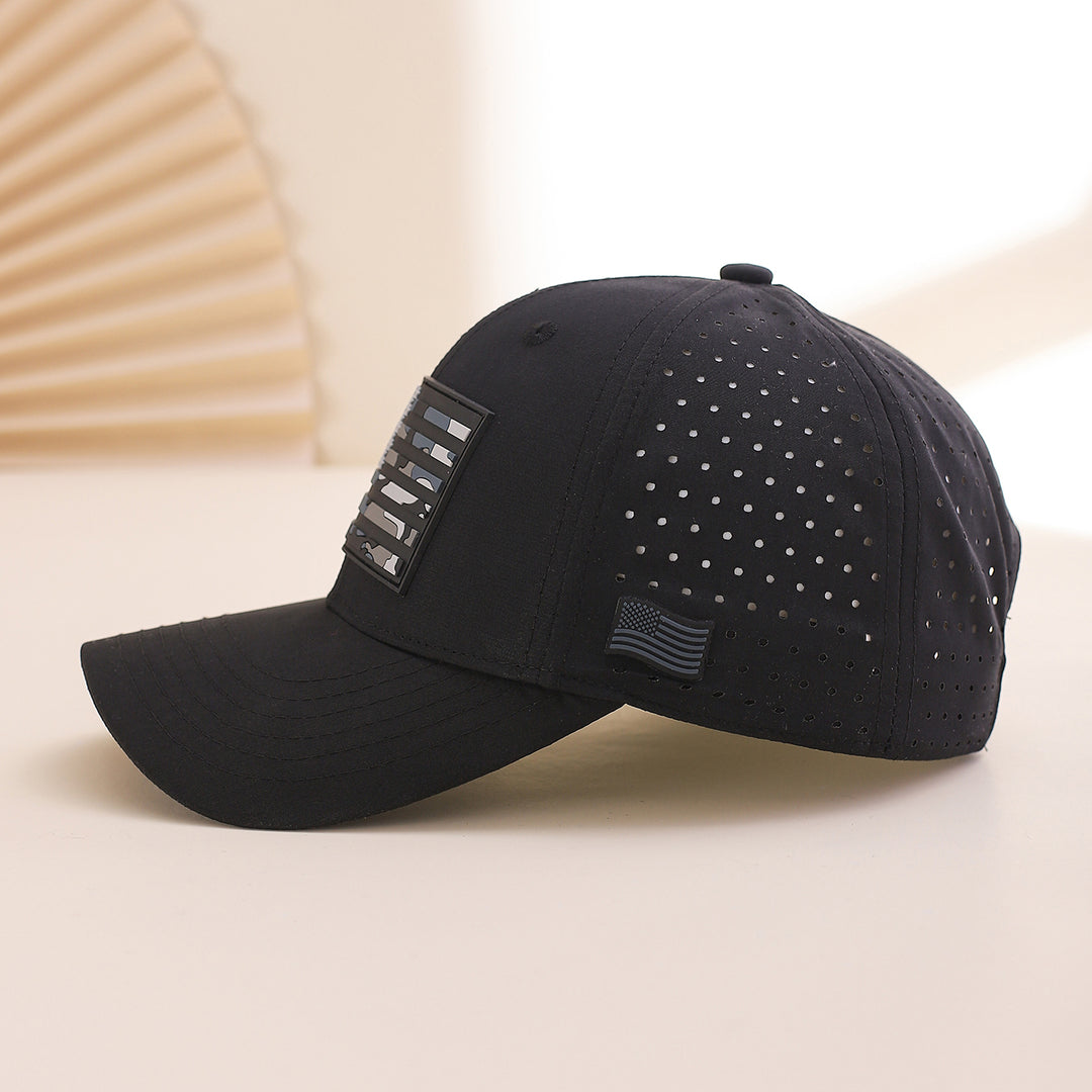 Cross-border Fashion Breathable Mesh Baseball Cap With Classic Contrasting Color National Flag Label And Curved Brim Baseball Cap. Suitable For Casual Outings And Versatile Wear.