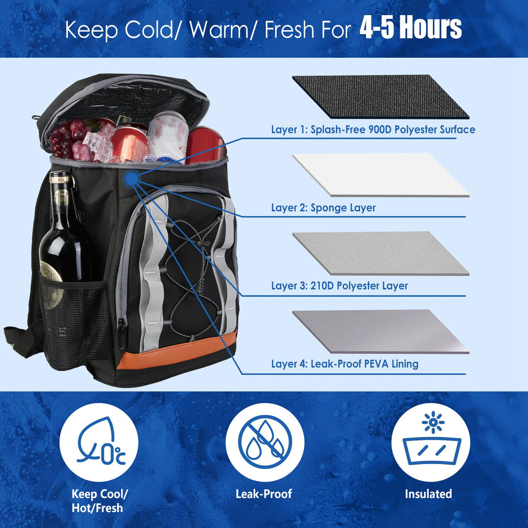 Grey-Black Backpack Leakproof Insulated Cooler