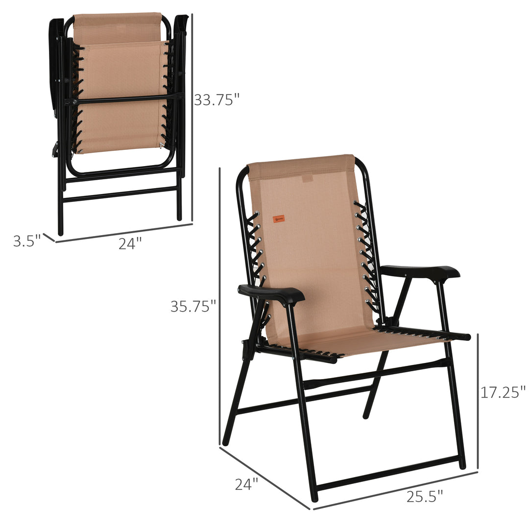 Outdoor Bungee Sling Folding Chair | Armrests | Portable Lawn Chair for Beach, Camping &amp; Patio