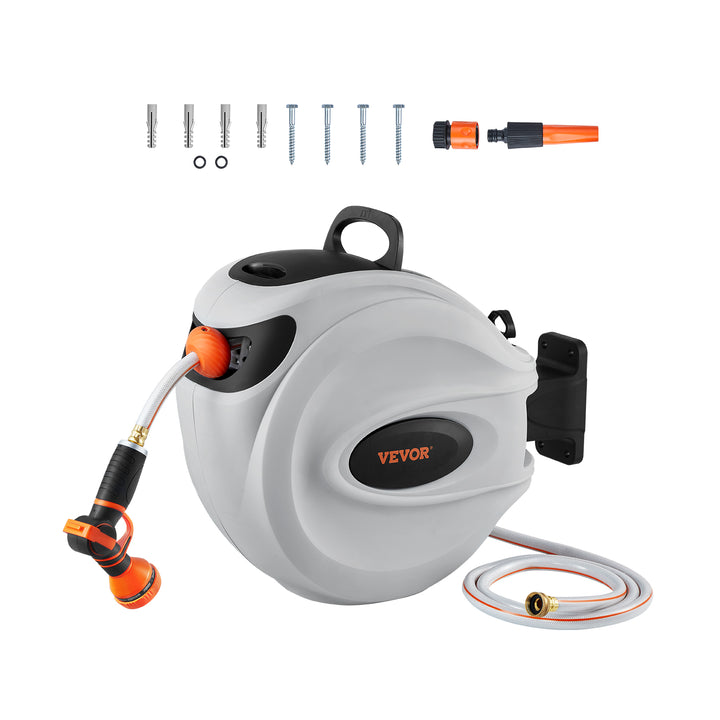 VEVOR Retractable Hose Reel Water Hose Reel   Swivel Wall-Mounted