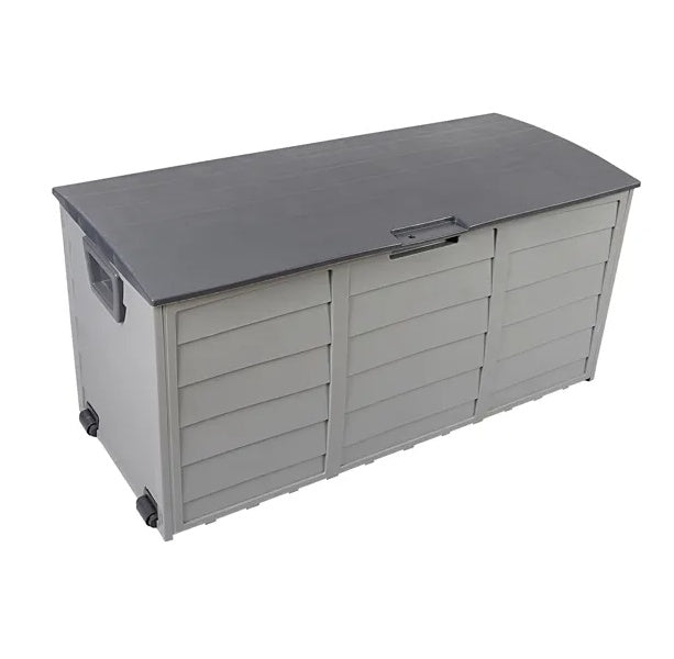 75 Gal / 260L Outdoor Garden Storage Deck Box with Wheels &amp; Lockable Lid, Grey