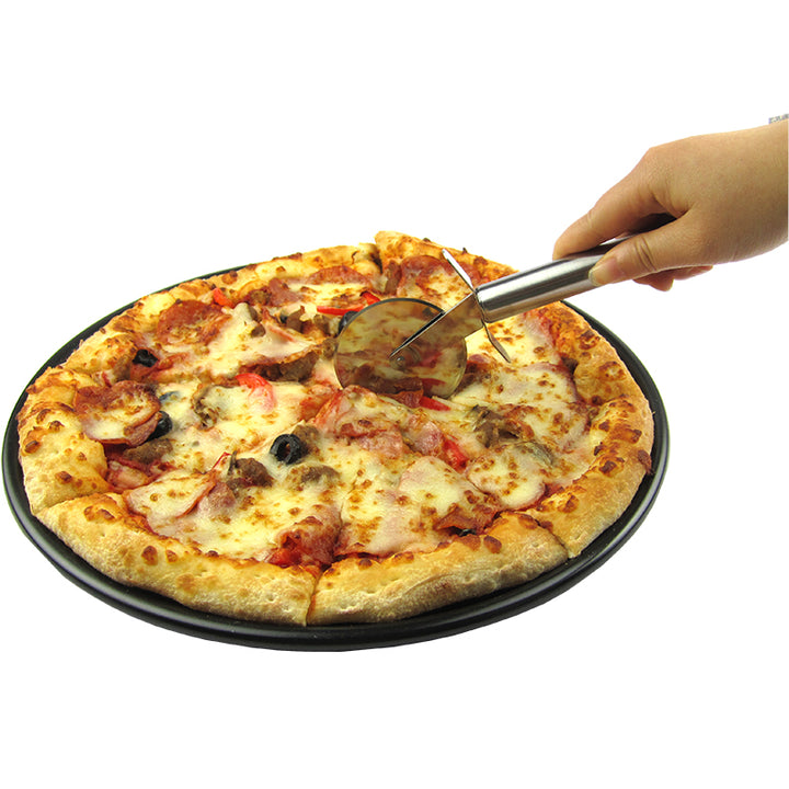 Stainless Steel Pizza Cutter with Wooden Handle