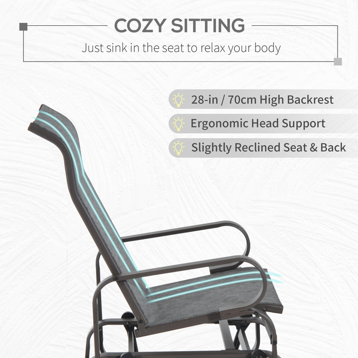 Outdoor Patio Glider Rocker, Metal High-Back Chair for Outdoor Use - Gray