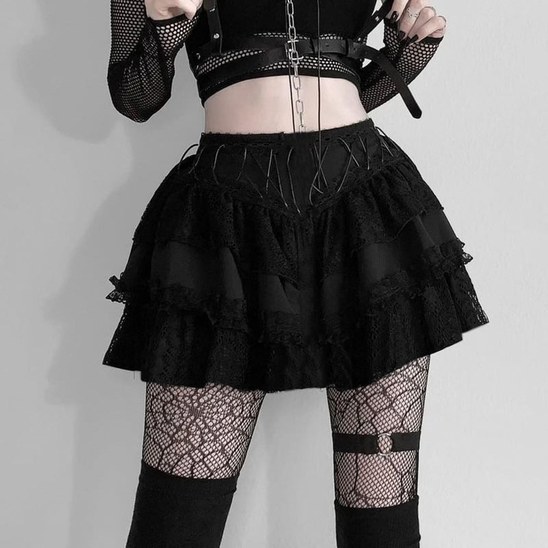 Heavy Work Dark Lace Puff Skirt