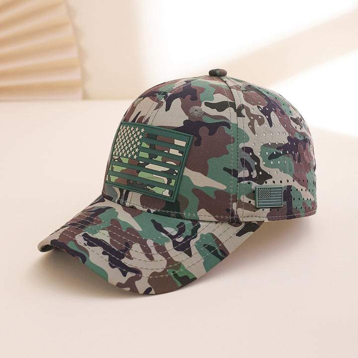 Cross-border Fashion Breathable Mesh Baseball Cap With Classic Contrasting Color National Flag Label And Curved Brim Baseball Cap. Suitable For Casual Outings And Versatile Wear.