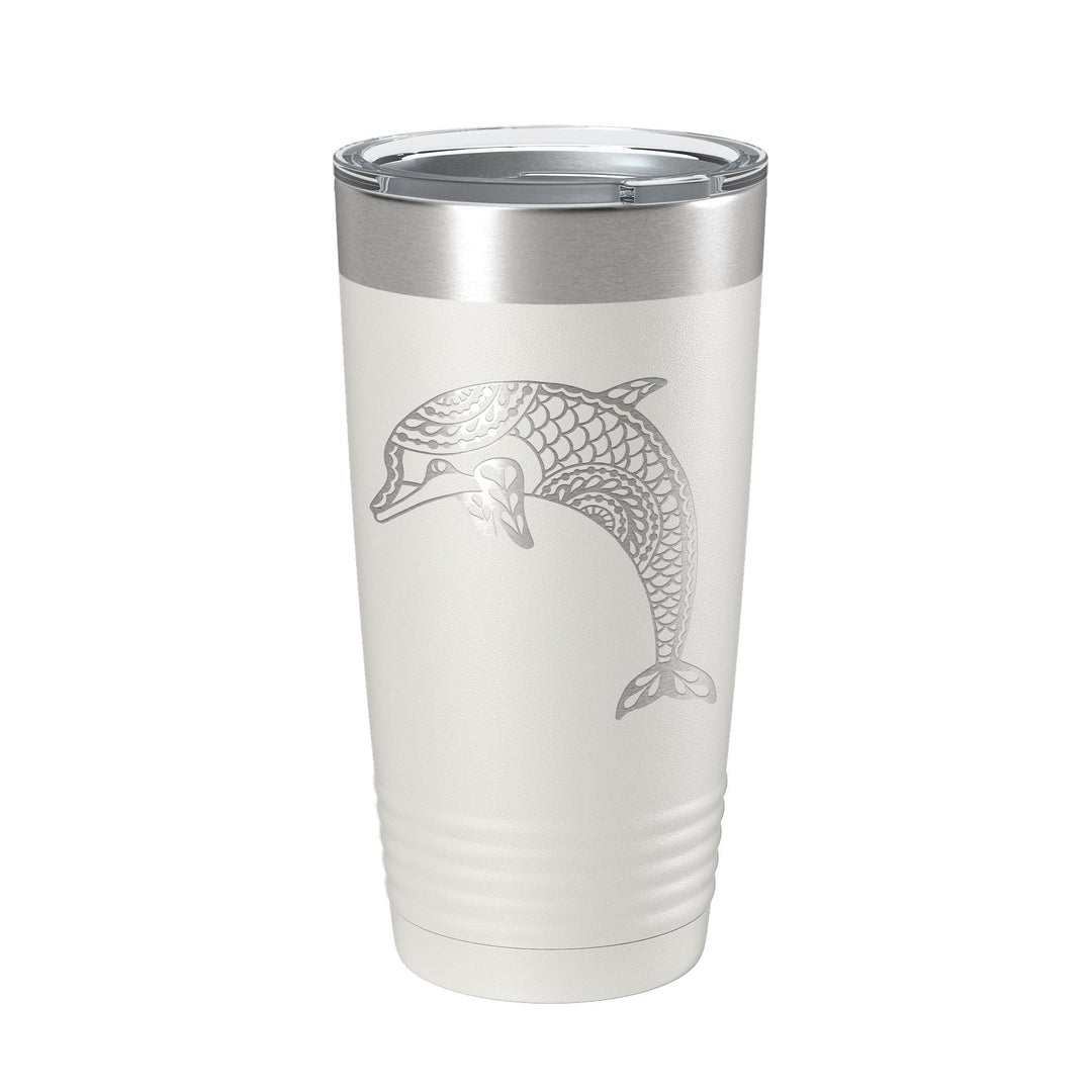 Dolphin Tumbler Zentangle Travel Mug Insulated Laser Engraved Coffee Cup 20 oz-1