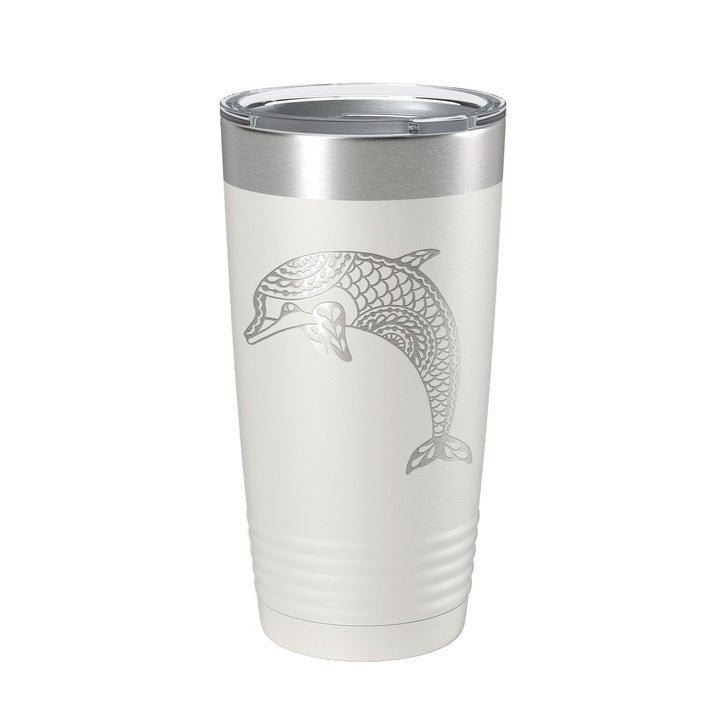 Dolphin Tumbler Zentangle Travel Mug Insulated Laser Engraved Coffee Cup 20 oz-1