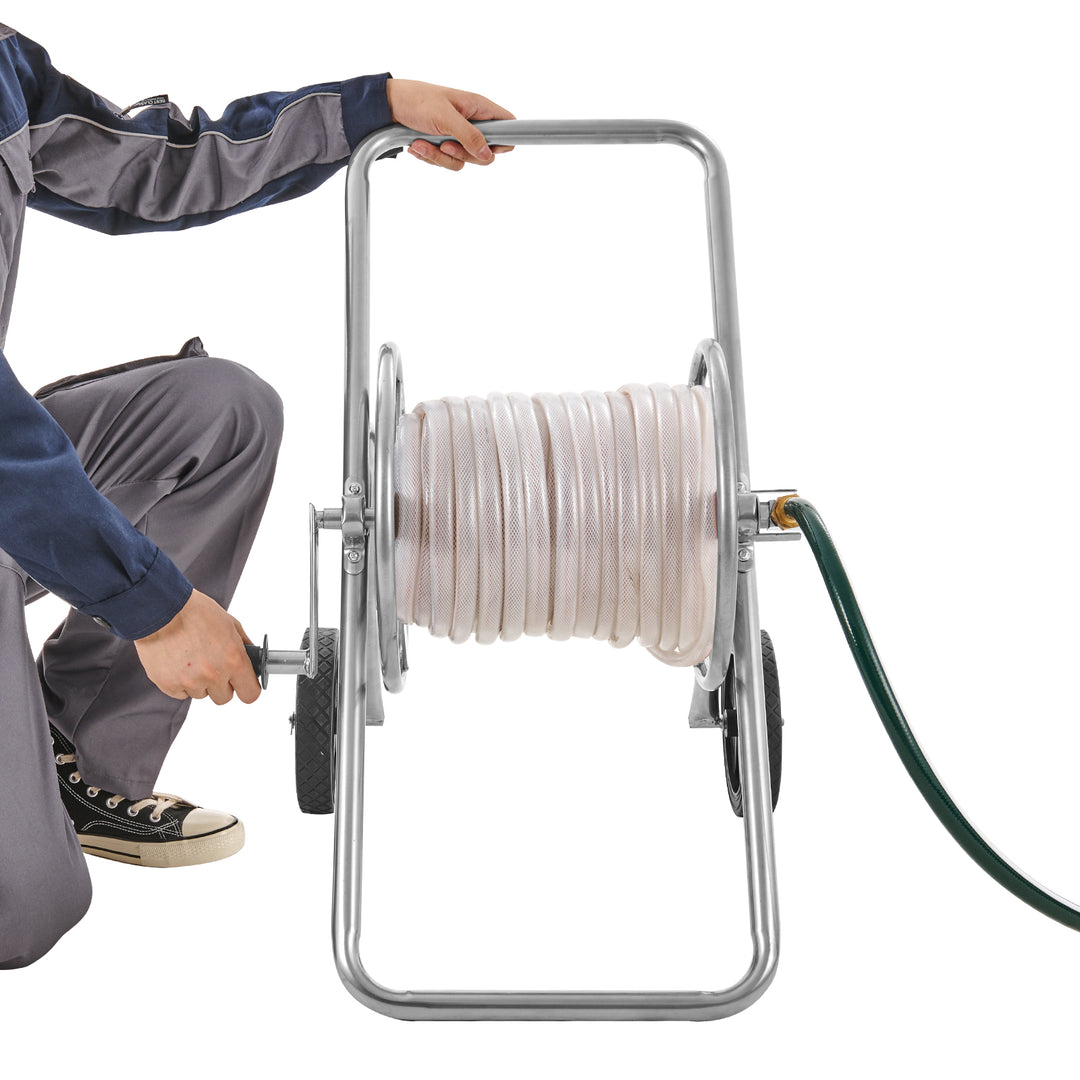 VEVOR Hose Reel Cart, Hold Up To 175 Ft Of Hose  Hose Not Included , Garden Water Hose Carts Mobile Tools With Wheels, Heavy Duty Powder Coated Steel Outdoor Planting For Garden, Yard, Lawn