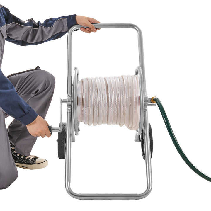 VEVOR Hose Reel Cart, Hold Up To 175 Ft Of Hose  Hose Not Included , Garden Water Hose Carts Mobile Tools With Wheels, Heavy Duty Powder Coated Steel Outdoor Planting For Garden, Yard, Lawn