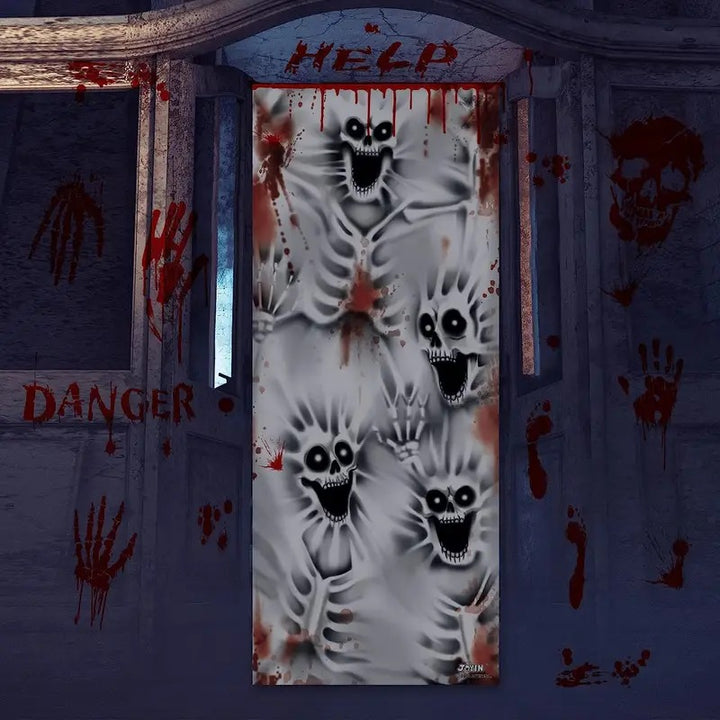 3D Scary Skeleton Door Cover for Indoor Outdoor Decor