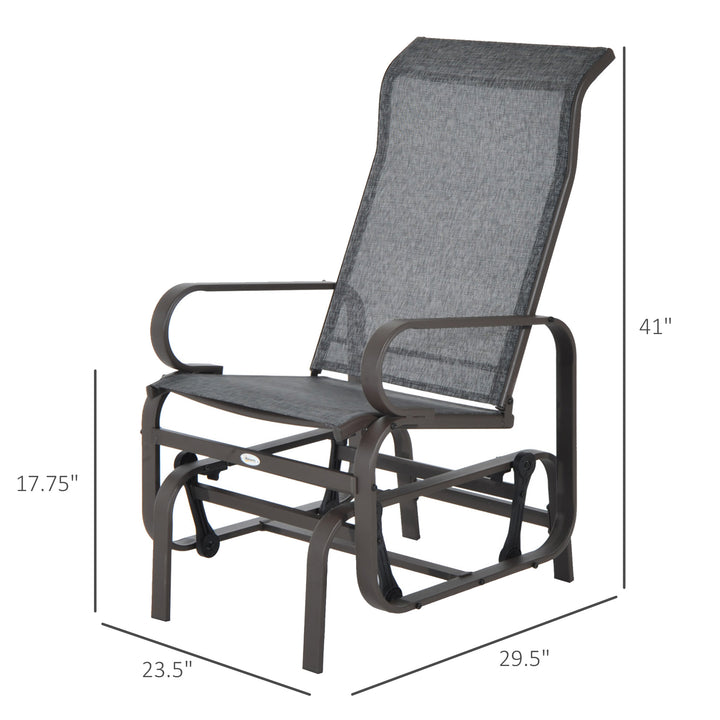 Outdoor Patio Glider Rocker, Metal High-Back Chair for Outdoor Use - Gray