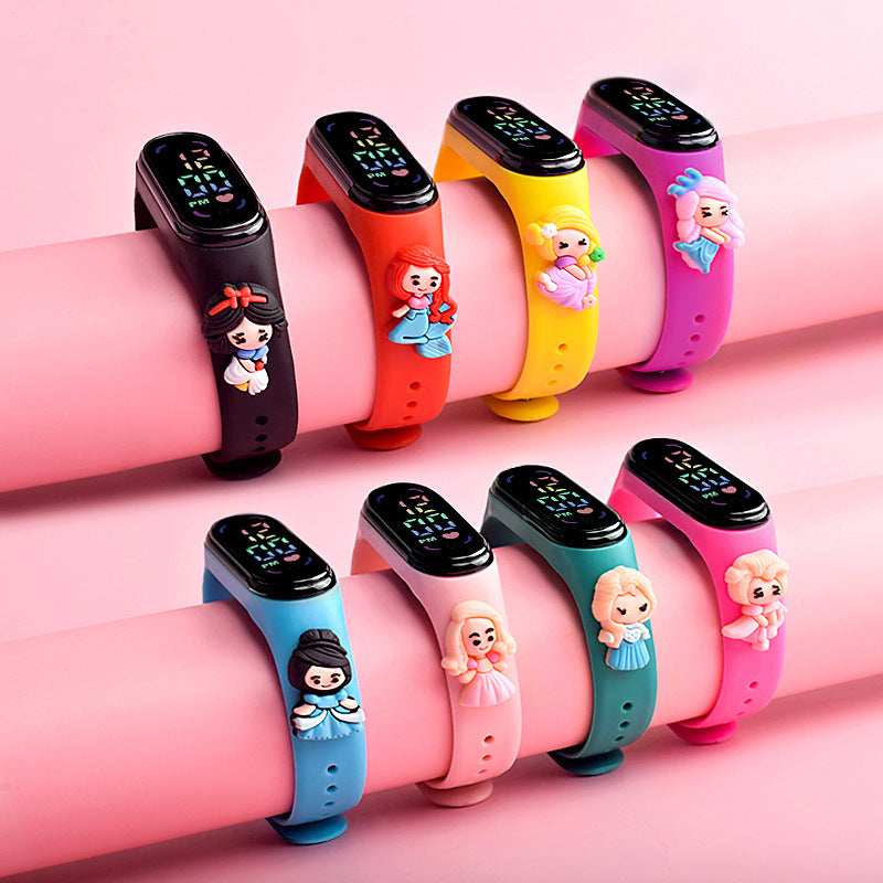 Cartoon Anime Princess LED Doll Sports Watch for Kids