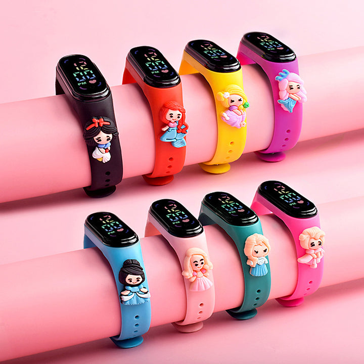 Cartoon Anime Princess LED Doll Sports Watch for Kids