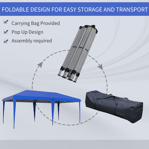 10x20 Pop Up, Outdoor Party Tent, Easy Setup, Blue