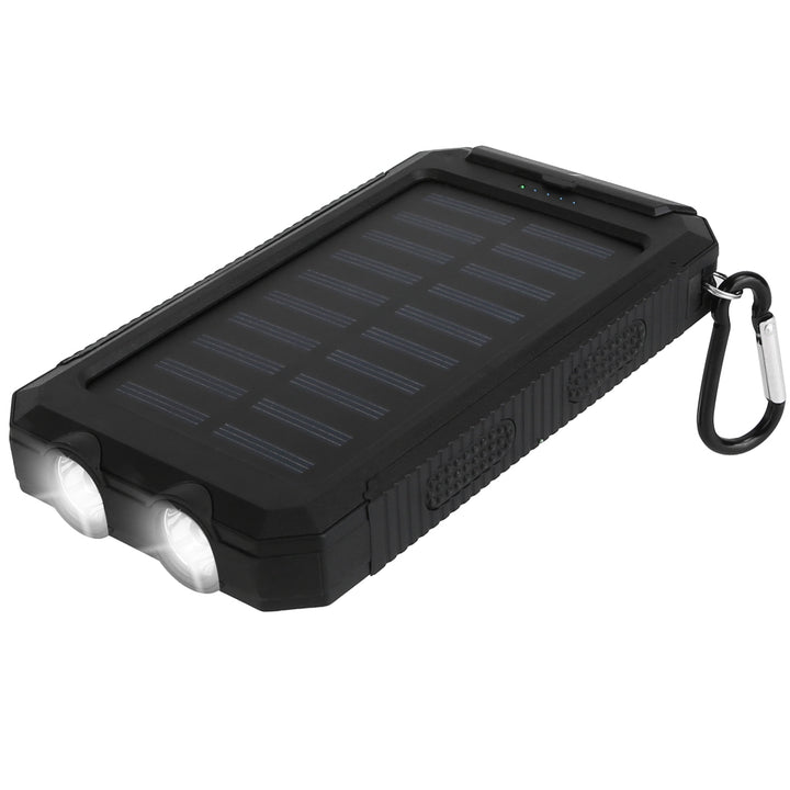 10,000mAh Solar Power Bank | Dual USB, SOS LED Flashlight &amp; Compass | Camping &amp; Hiking