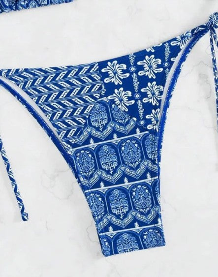 Printed Bandage Split Bikini Set