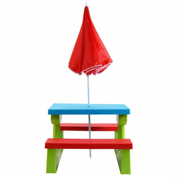 Kids Outdoor Picnic Table Set with UV Umbrella | Lightweight &amp; Portable