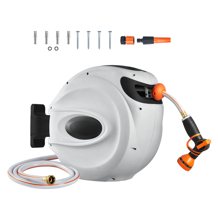 VEVOR Retractable Hose Reel Water Hose Reel   Swivel Wall-Mounted