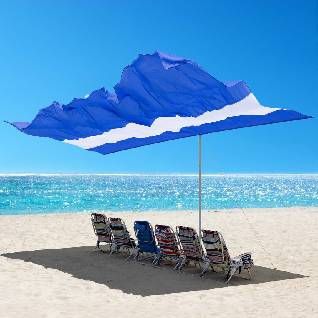 Tenrai Portable Beach Shade for 6 People | Self-Adjusting Wind-Powered Foldable Sun Shelter | Handles Up to 20 MPH Winds